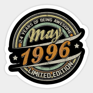 Born In MAY 1996 Limited Edition 24th Birthday Gifts Sticker